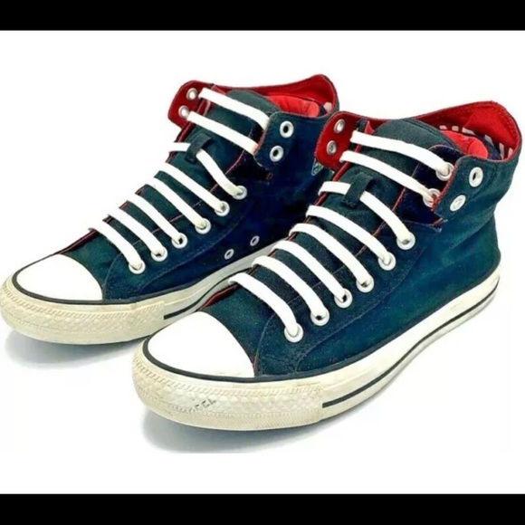 Converse All Star Black Custom Red Fold Down Shoes - Picture 2 of 12